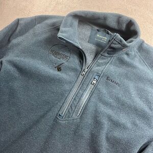 Simms Mens XL Blue Textured Fleece Quarter Zip Pullover Headwaters Outfitters